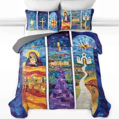 Shineful All Season Quilt 3-Piece Set God Holy Night