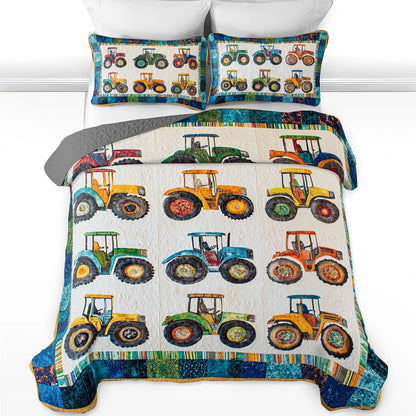 Ensemble de courtepointe toutes saisons Shineful 3 pièces Farm Country Tractors