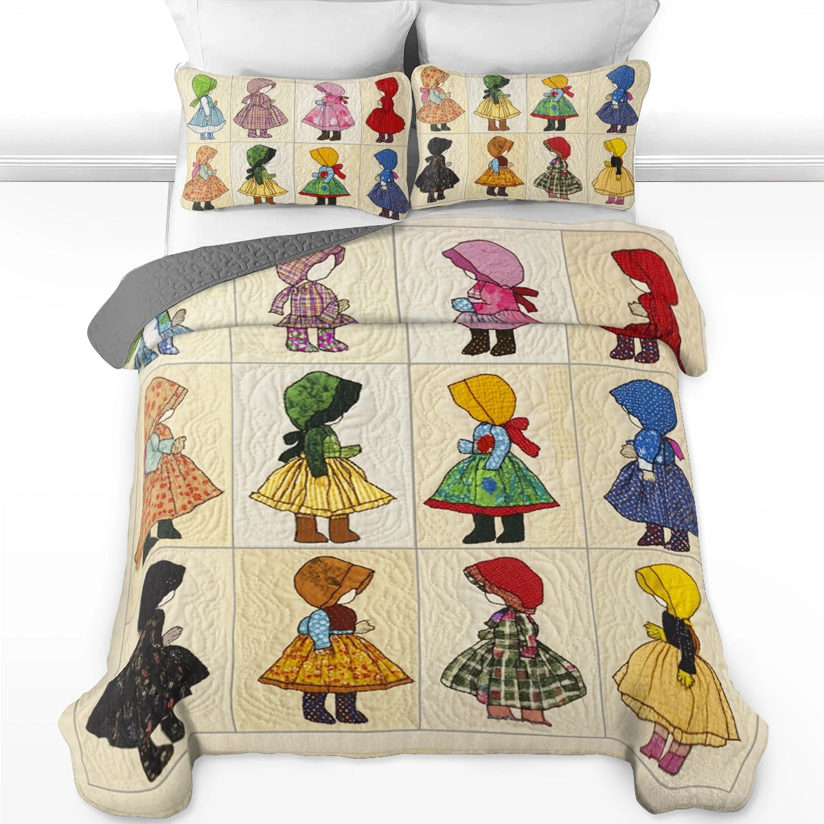 Shineful All Season Quilt 3-Piece Set Sweet Dreams Sunbonnet Sue