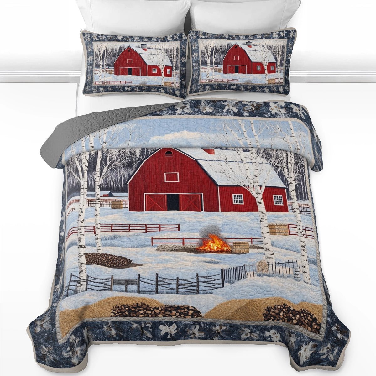 Shineful All Season Quilt 3-Piece Set Cozy Cabin Nights Christmas