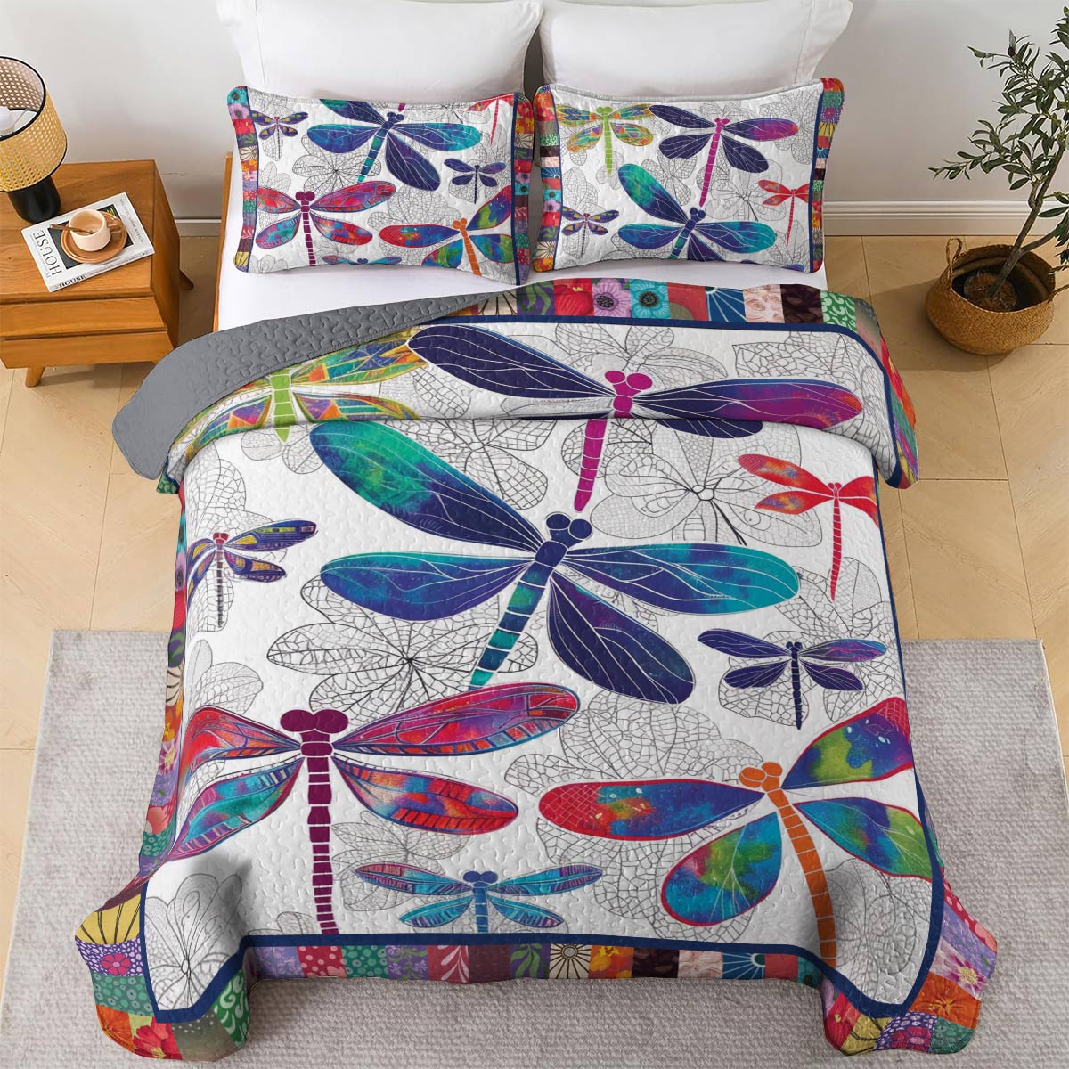 Shineful All Season Quilt 3-Piece Set Dragonfly Dreams