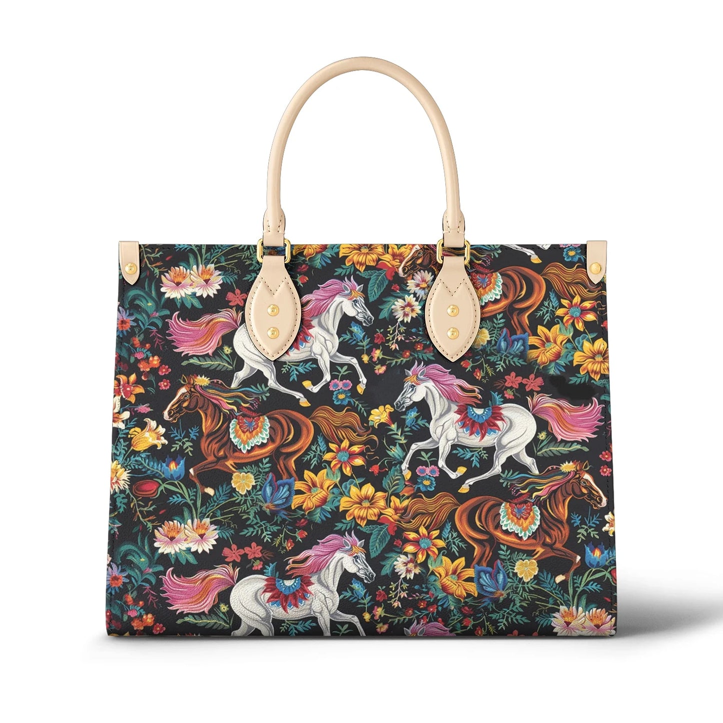 Shineful Leather Bag Vibrant Floral Horse