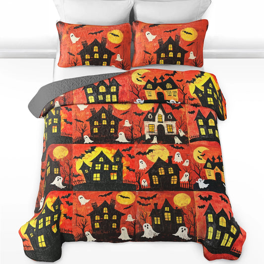 Shineful All Season Quilt 3-Piece Set Halloween Ghost Patchwork