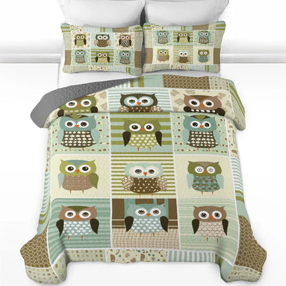 Shineful All Season Quilt 3-Piece Set Serene Owl