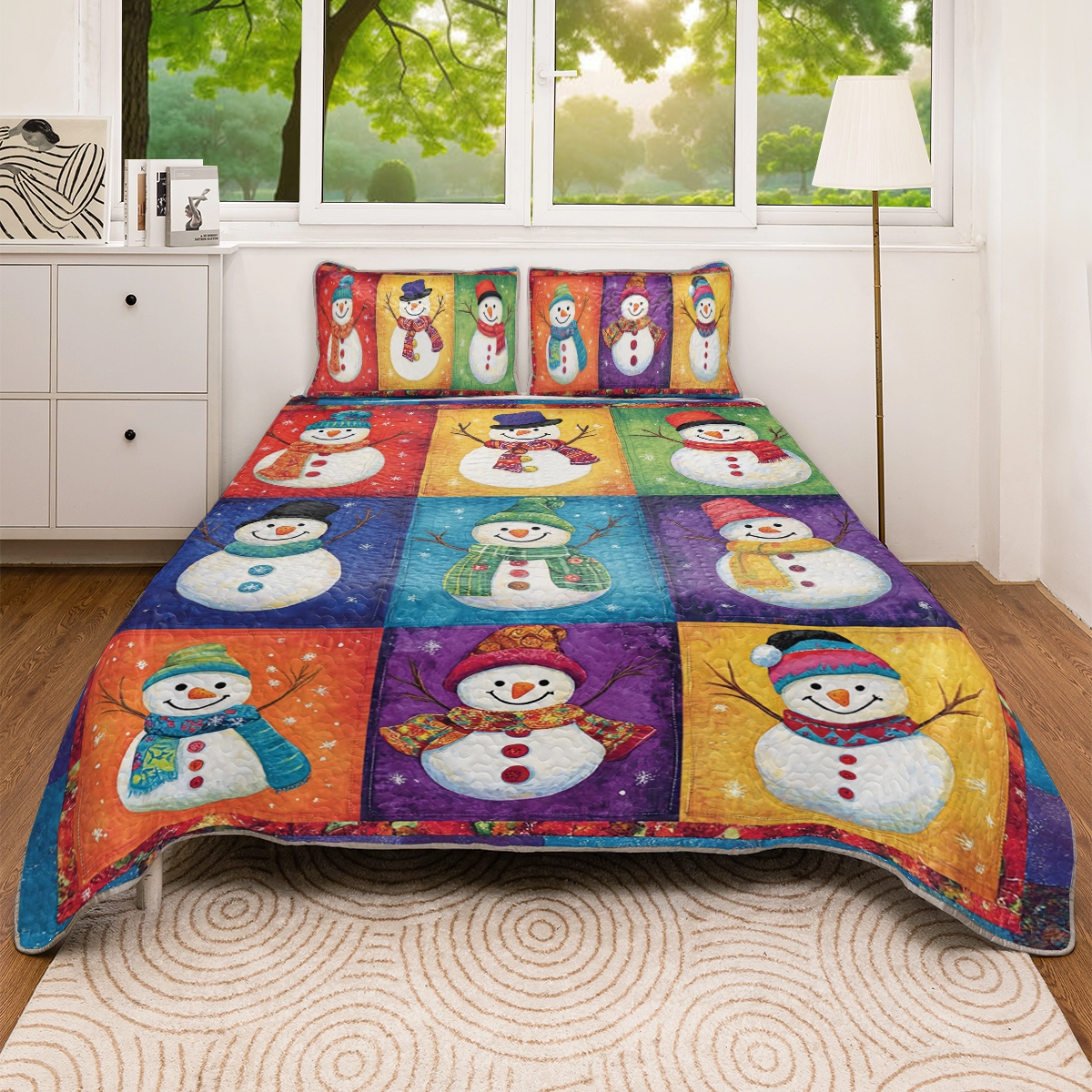 Shineful All Season Quilt 3-Piece Set - Christmas Jolly Snowmen