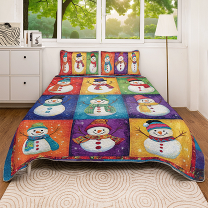 Shineful All Season Quilt 3-Piece Set - Christmas Jolly Snowmen