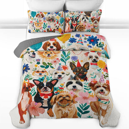 Shineful All Season Quilt 3-Piece Set Puppy Party