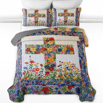 Shineful All Season Quilt 3-Piece Set God Blooming Faith