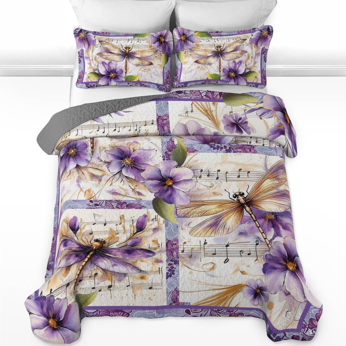 Shineful All Season Quilt 3-Piece Set Harmony Dragonfly