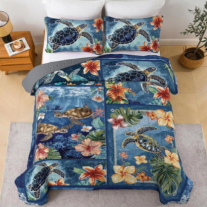 Shineful All Season Quilt 3-Piece Set Sea Turtle Ocean Dreams