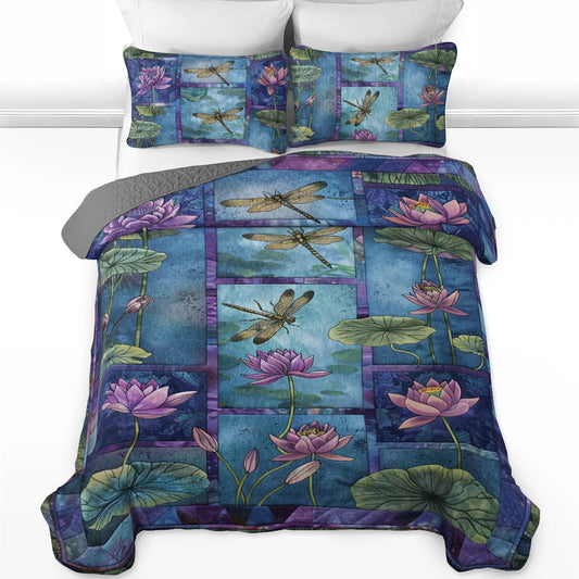 Shineful All Season Quilt 3-Piece Set Dragonfly Serenity