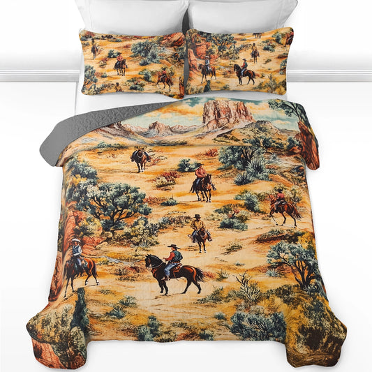 Shineful All Season Quilt 3-Piece Set Cowboy Plains