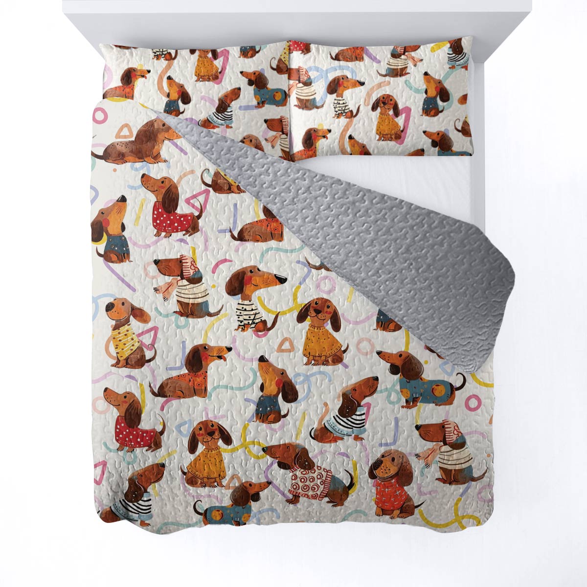 Shineful All Season Quilt 3-Piece Set Dachshund cute