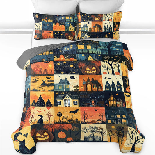 Shineful All Season Quilt 3-Piece Set Halloween Haunted Harvest