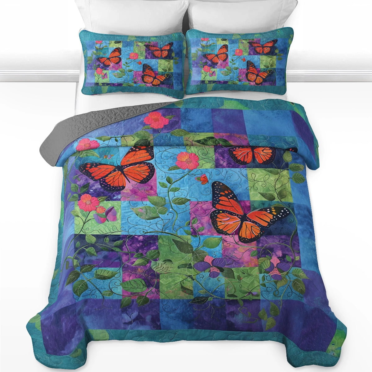 Shineful All Season Quilt 3-Piece Set Butterfly Haven