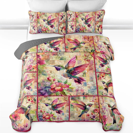 Shineful All Season Quilt 3-Piece Set Blossom Breeze Hummingbird