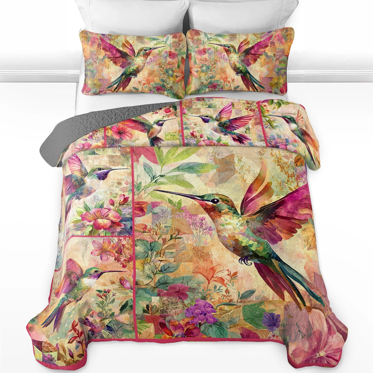 Shineful All Season Quilt 3-Piece Set Hummingbird Harmony