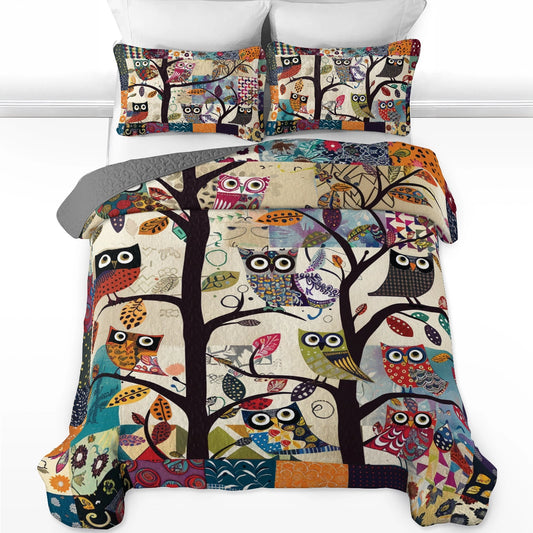 Shineful All Season Quilt 3-Piece Set Whimsical Owl