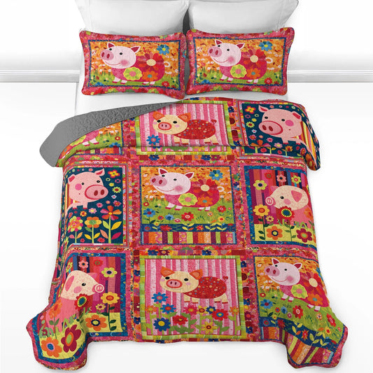 Shineful All Season Quilt 3-teiliges Set Cheerful Pig