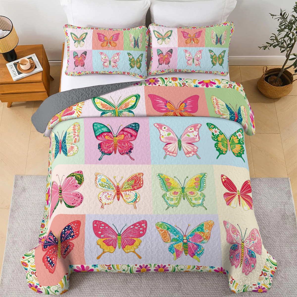 Shineful All Season Quilt 3-teiliges Set - Butterfly Dreams 