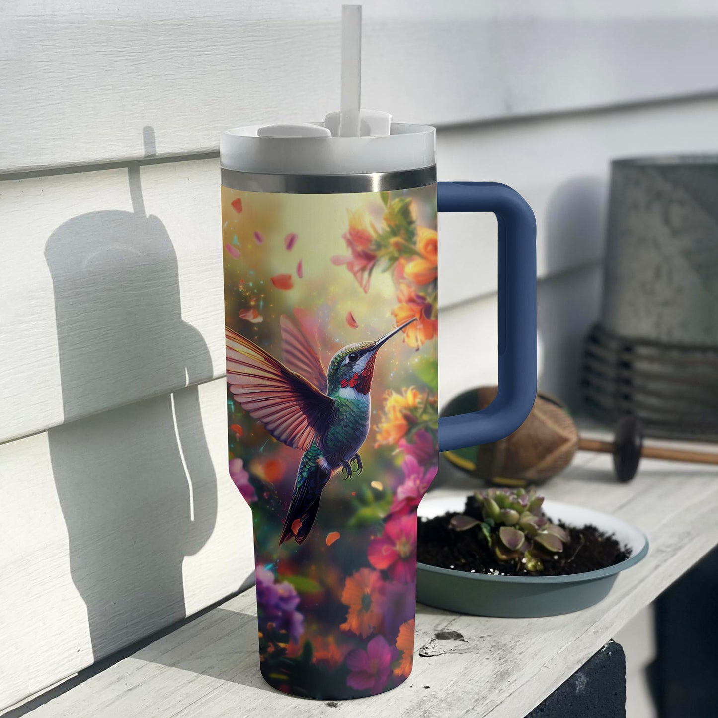 Shiny Tumbler Floral Fantastischer Kolibri