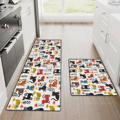 Shineful Ultra-Thin Non Skid Floor Mat, Kitchen Rugs Cute Whimsical Cat