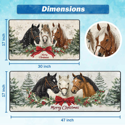 Shineful Ultra-Thin Non Skid Floor Mat, Kitchen Rugs Beautiful Christmas Horse