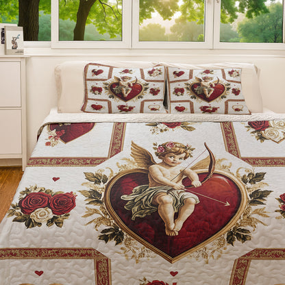 Shineful All Season Quilt 3-Piece Set Romantic Cupid