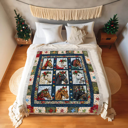 Shineful Woven Tapestry Throw Blanket - Starlit Horse Holiday