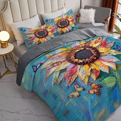 Shineful All Season Quilt 3-Piece Set Vibrant Sunflower Dream