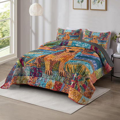 Shineful All Season Quilt 3-Piece Set Dachshund Delight Patchwork