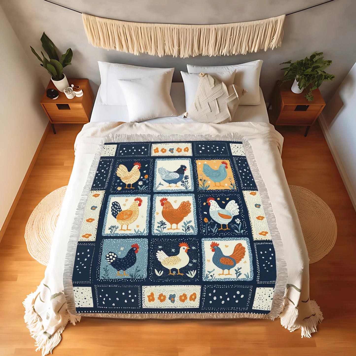 Shineful Woven Tapestry Throw Blanket Farmyard Friends