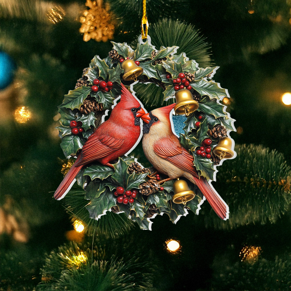 Shineful 2D Acrylic Ornament Merry Christmas Cardinal Couple