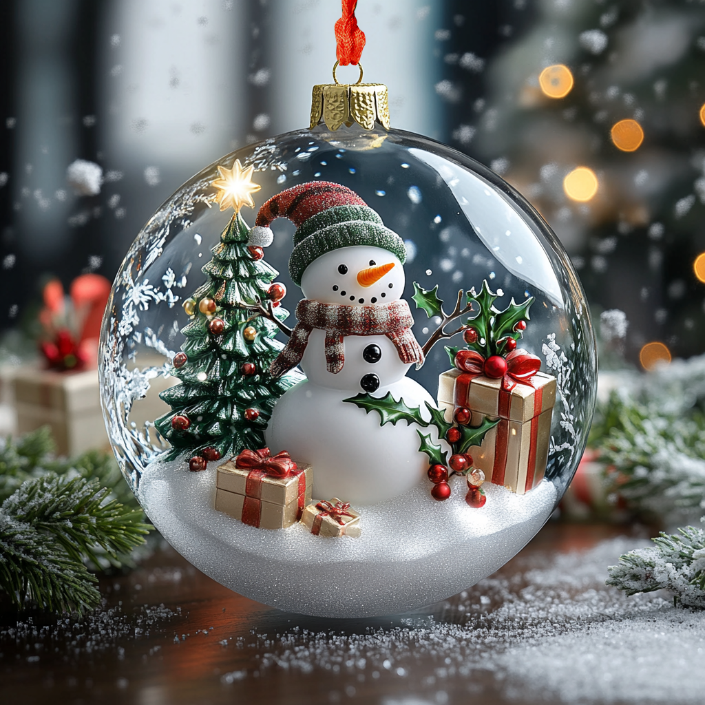 Shineful 2D Acrylic Ornament Snowman Christmas Ball