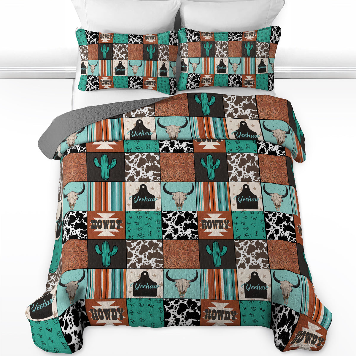 Shineful All Season Quilt 3-Piece Set Western Patchwork