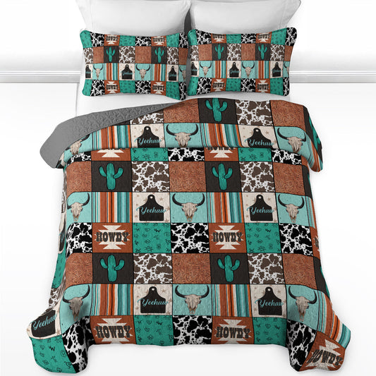 Shineful All Season Quilt 3-Piece Set Western Patchwork