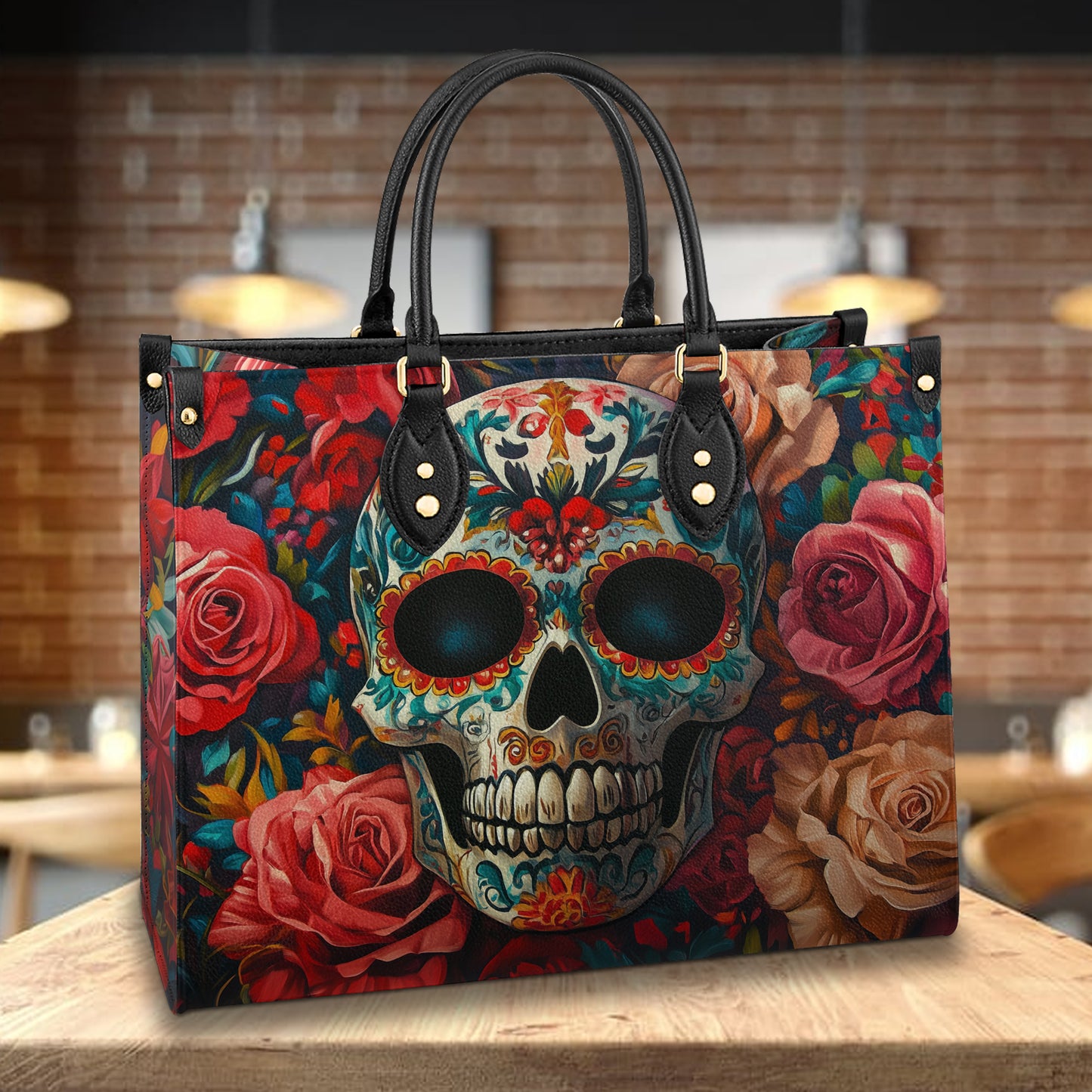 Shineful Leather Bag Sugar Skull Floral