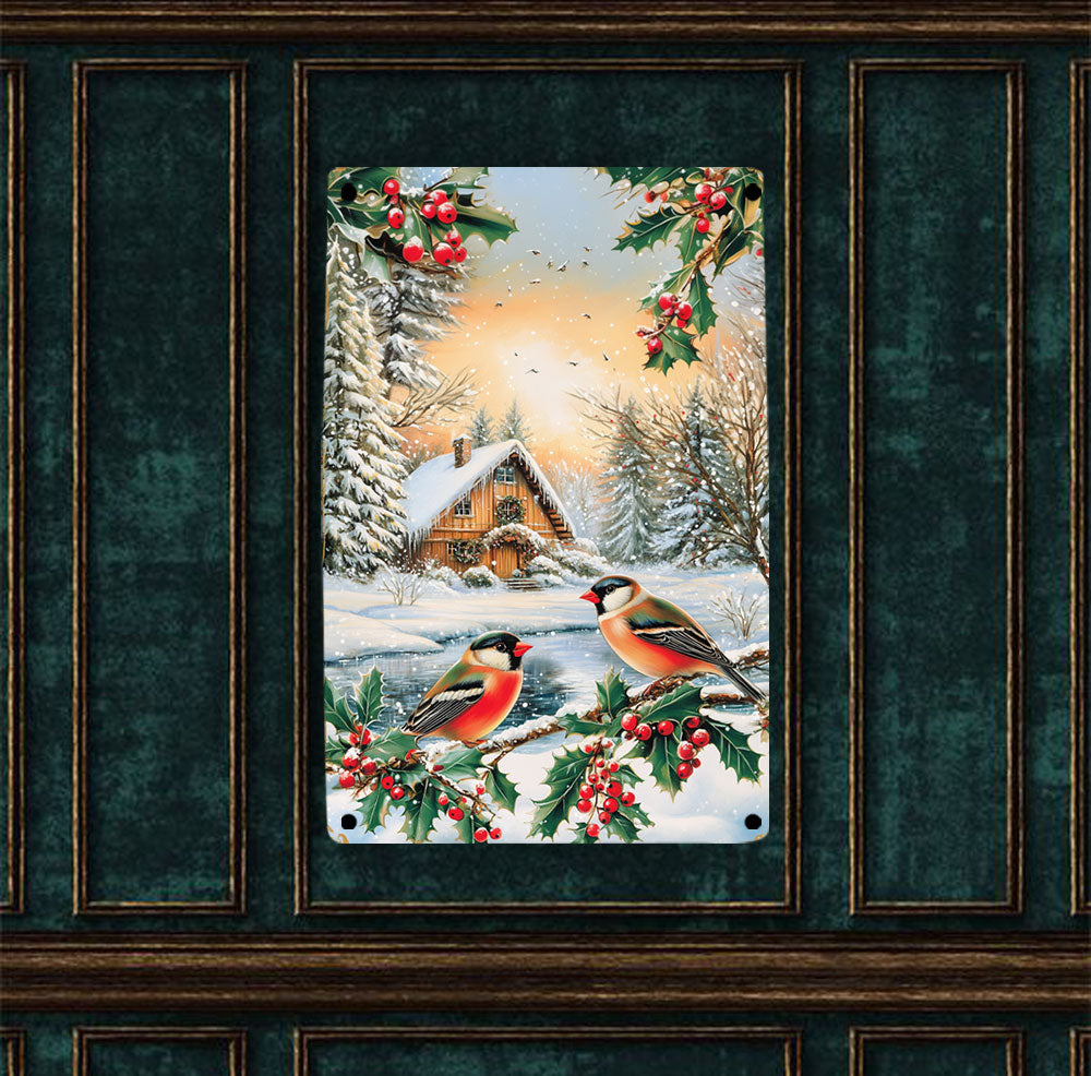 Shineful 2D Metal Sign  Winter Birds