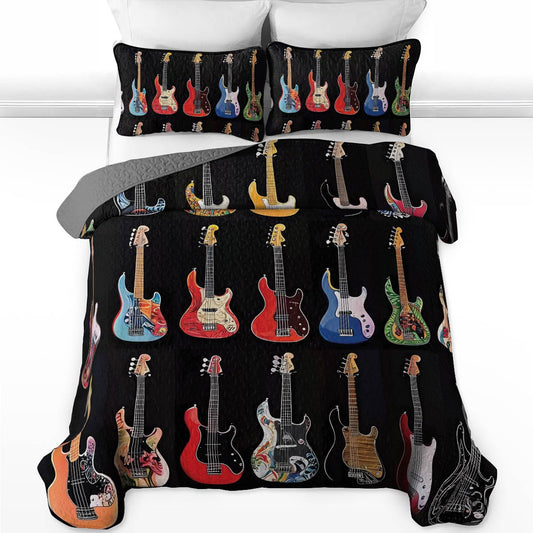 Shineful All Season Quilt 3-Piece Set - Vibrant Strings Guitar