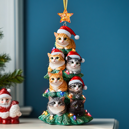 Shineful 2D Acrylic Ornament Cat Christmas Tree