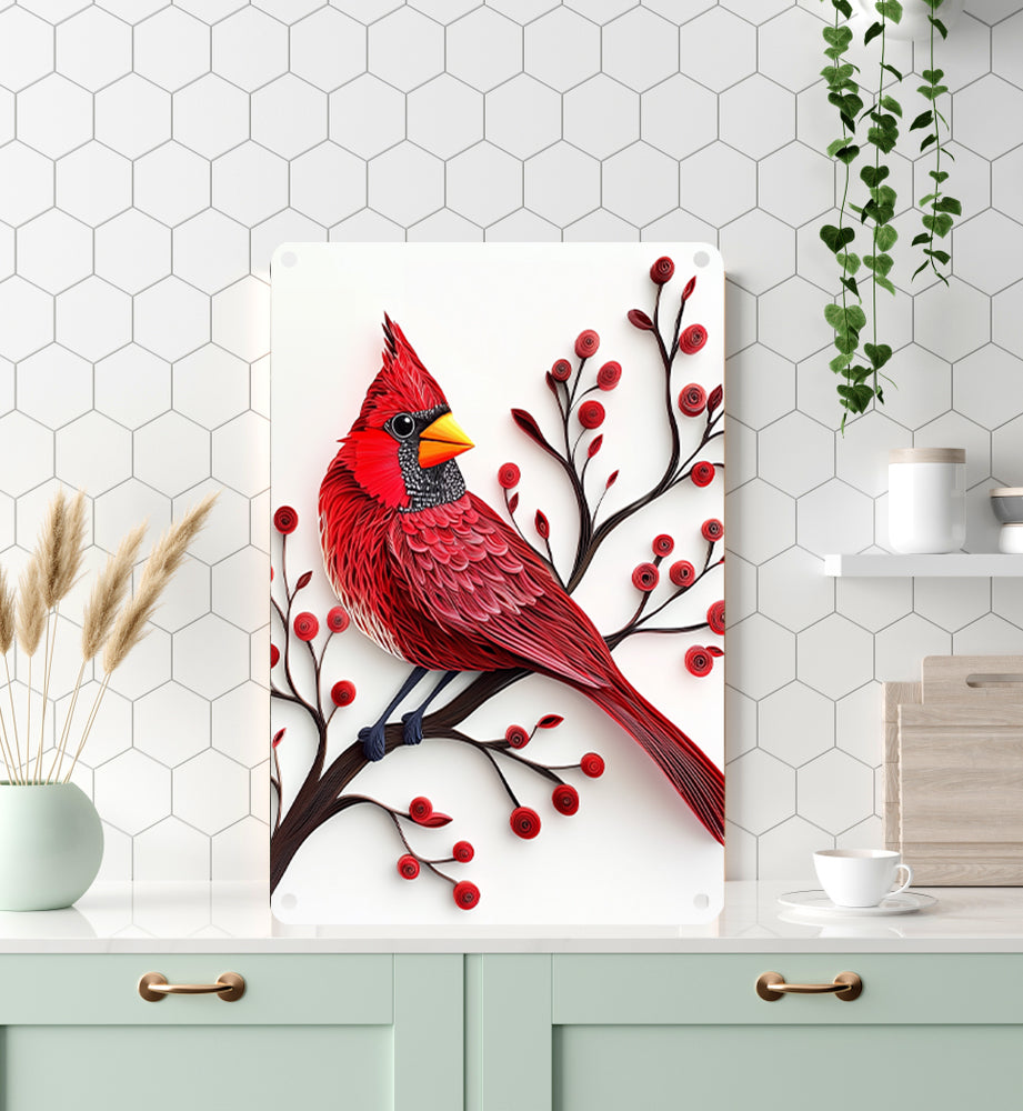 Shineful 2D Metal Sign Origami Cardinal