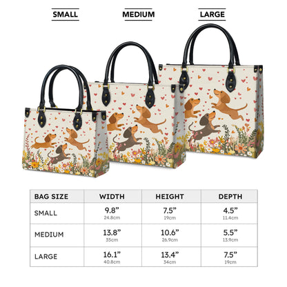 Shineful Leather Bag Floral Dachshund With Heart