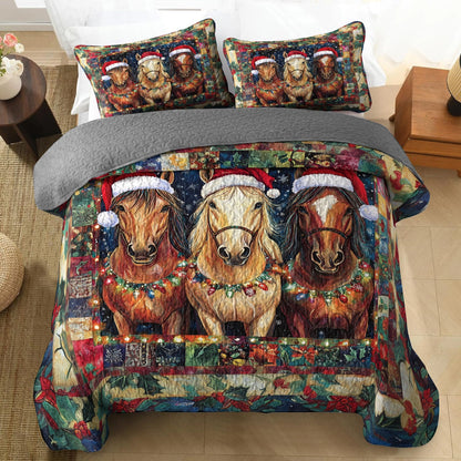 Shineful All Season Quilt 3-Piece Set - Holiday Horse Trio