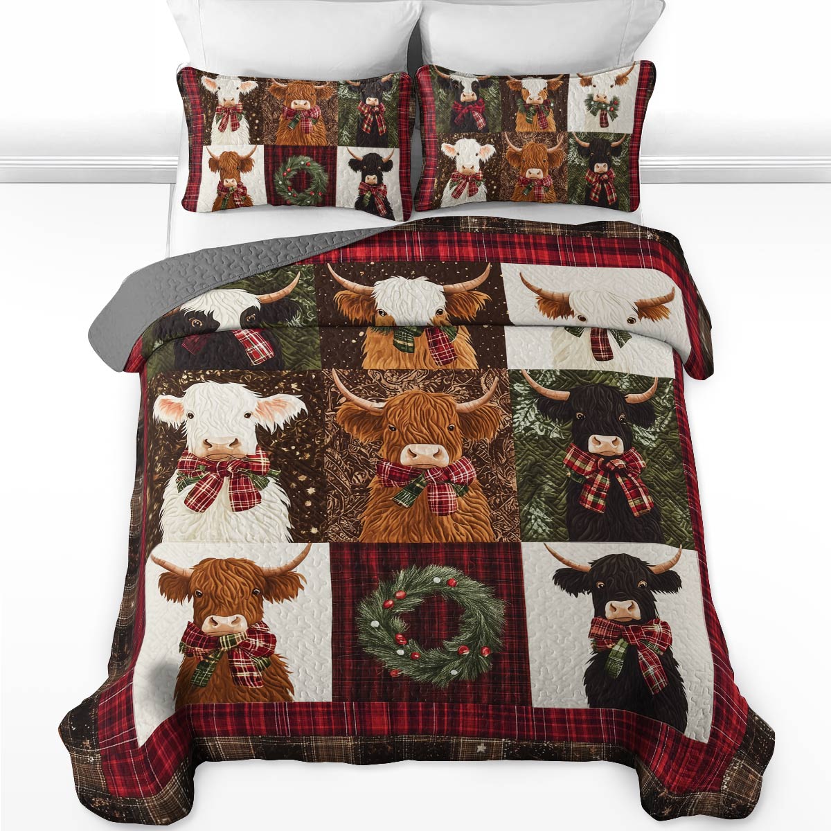 Shineful All Season Quilt 3-Piece Set - Highland Cow Cozy Patch