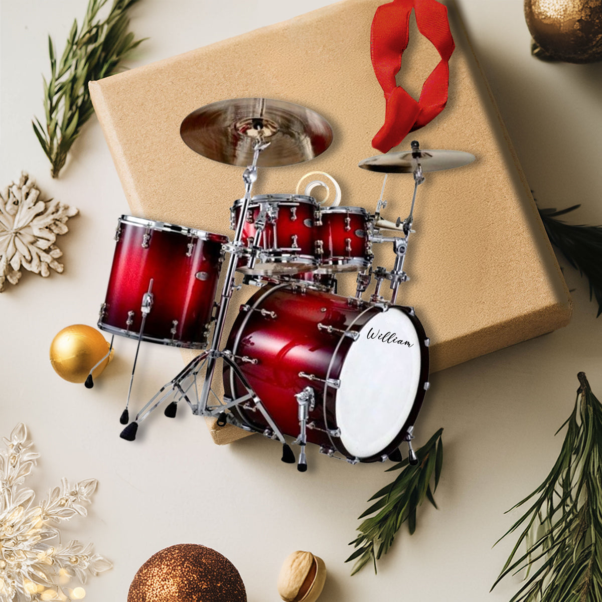 Shineful Personalized 2D Acrylic Ornament - Drum Set Christmas