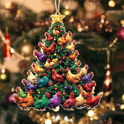 Shineful 2D Acrylic Ornament Chicken Cluckmas Tree