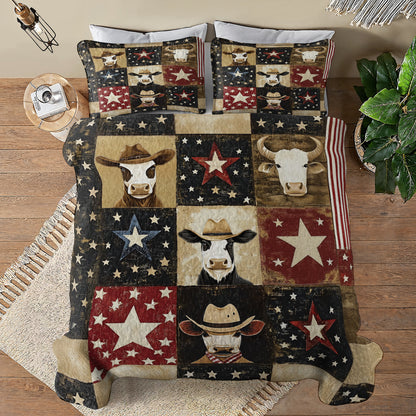 Shineful All Season Quilt 3-Piece Set Rustic Cow-boy Patchwork