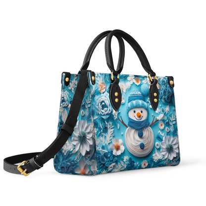 Shineful Leather Bag Floral Snowman