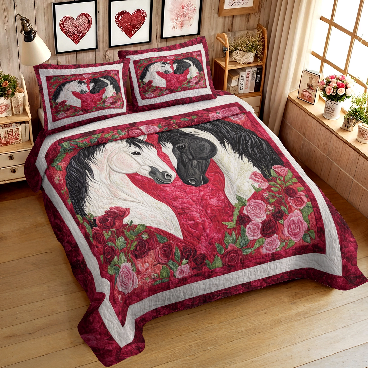 Shineful All Season Quilt 3-Piece Set Heartfelt Harmony Horse