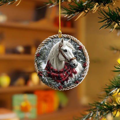 Shineful 2D Acrylic Ornament - White Horse in Winter